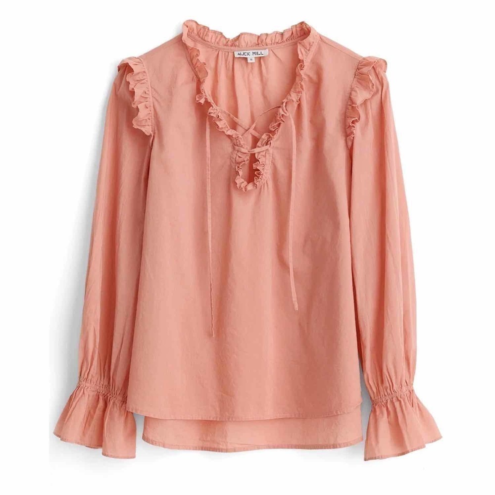 Alex Mill Womens Ruffle Trim Tunic Blouse Size XS City Pink